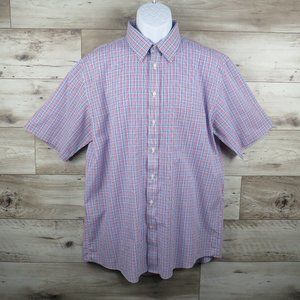 Stafford*‎ Men's Short Sleeve Button Down Curved Hem Chest Pocket Shirt~ Size 17